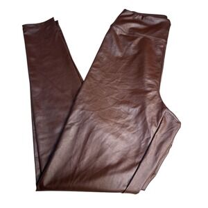 Offline by Aerie Women's High-Rise Real Luxe Faux Leather Leggings Brown NWT Med